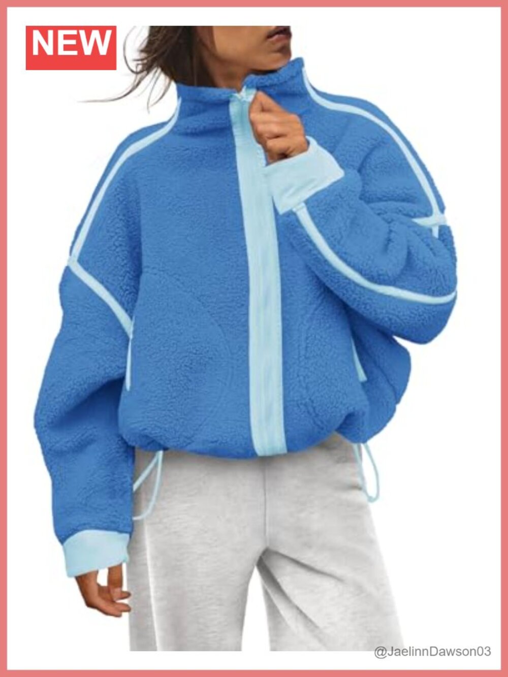ReachMe Fleece Zip Up Sherpa Jacket Striped Winter Warm Fuzzy Coat